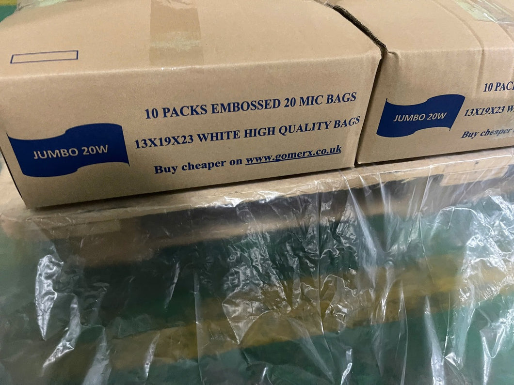 JUMBO 20W, OWN IMPORT, 20 mic, 10 pack box, white 13x19x23