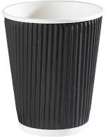 Cup double  wall ribbed 8 oz  black 500 pcs,